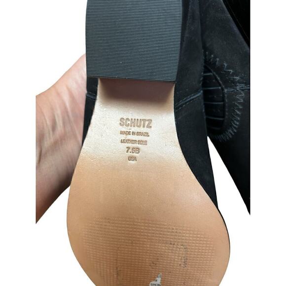 NWOT Schutz Jacqueline Black Suede Pull On Bootie - 7.5 - Picture 8 of 9